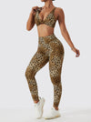 Conjunto de legging de yoga de leopardo colorido + sujetador deportivo